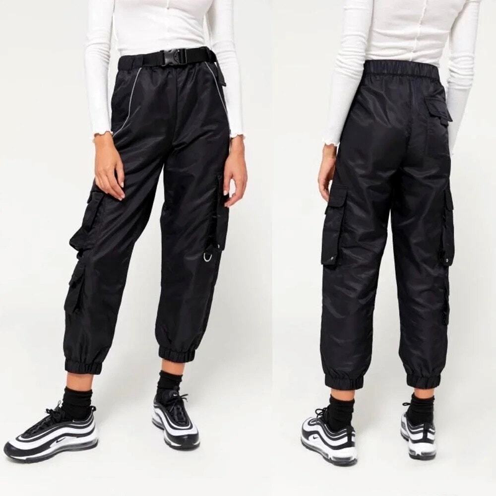 URBAN OUTFITTERS Katya Reflective Joggers Pants Black M